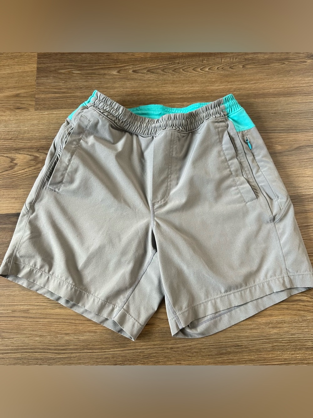 Birddogs Active Lined Athletic Shorts Gray Teal Sports Athleisure Mens Small 7”